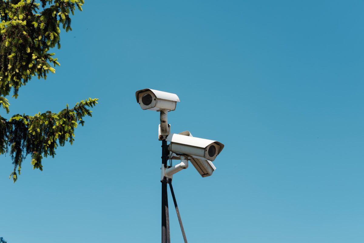 Surveillance cameras.