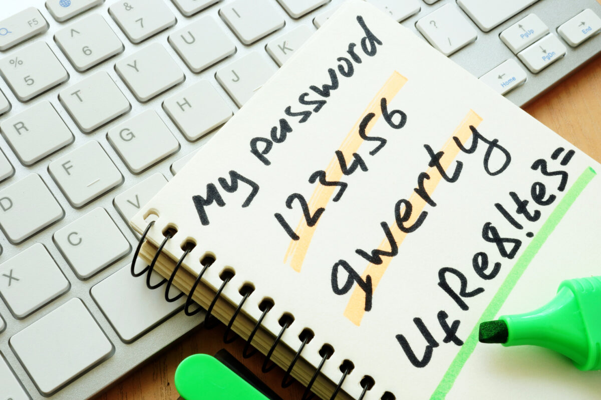 Notebook with multiple passwords.