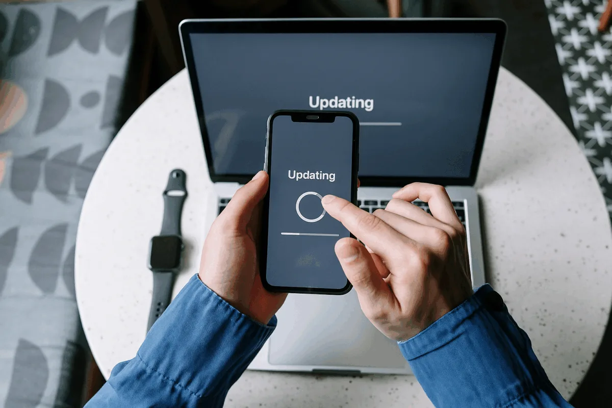 Peron updating their phone and laptop